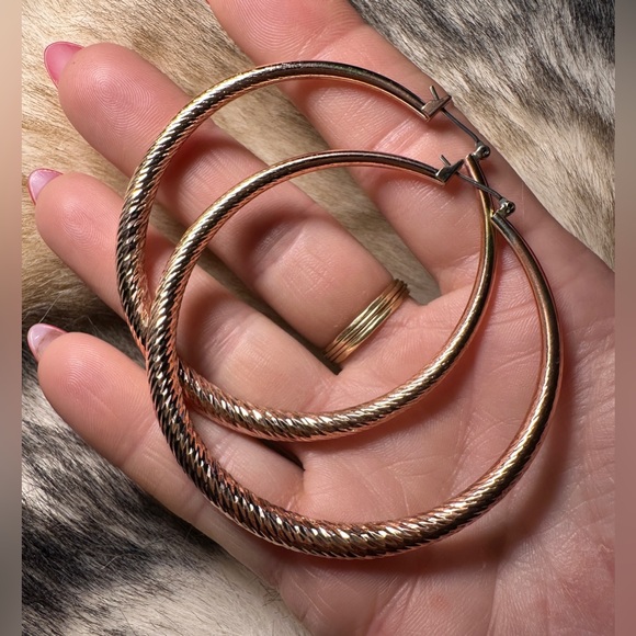 Diamond Cut Solid Polished Bronze Hoops - Picture 4 of 5